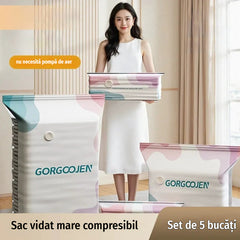 【Pachet de 5】🧳 💨 Sac vidat mare compresibil: nu necesită pompă de aer, soluția ideală pentru a economisi spațiu în valiză și acasă ✈️