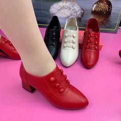 🔥👠【35-40】Új, divatos, hétköznapi, valódi bőrcipők közepes sarkú kivitelben