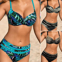 🏖️🏝️【S~5XL】👙Set de costum de baie cu imprimeu, mărime mare