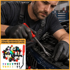 🛍️ Set Universal de 500 Piese Cleme și Nituri Auto din Nylon 🚘 Include Unealtă de Extragere (Rănguță) | Pentru Plafon, Aripi, Portbagaj, Panouri Uși | Universal & Rezistent