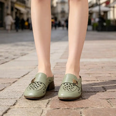 👞【Piele naturală premium de prim strat – versiune îmbunătățită】Sandale moderne cu vârf închis, decupaje și design respirabil