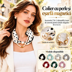 ✨ Colier cu Perle și Eșarfă Magnetică 2 în 1! Prindere Magnetică Rapidă · Design Detașabil · Eleganță Franceză și Stil Versatil! Oferta Specială 1+1 Gratuit!