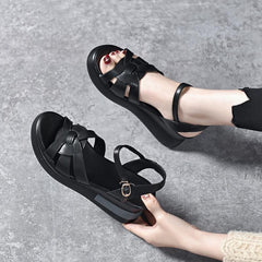 💞【Reducere 45%】【Mărimi 35-40】Sandale noi cu platformă din piele naturală