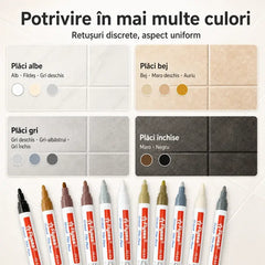 【10 buc】Markera pentru Rosturi gresie și faianță - Marker Impermeabil și Anti-Mucegai pentru Renovare Rosturi Baie și Bucătărie, Culori Diverse