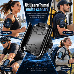 📱 Suport Rotativ 360° pentru Telefon – Pentru Braț și Încheietură 2 în 1! Mâini Libere, Fixare Sigură și Acces Rapid la Navigație!