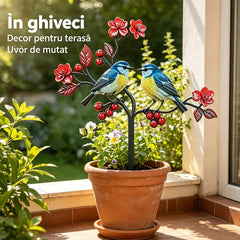 🛍️ Decorațiune Creativă de Grădină! Țăruș Metalic Decorativ cu Flori și Păsări | 3 Modele