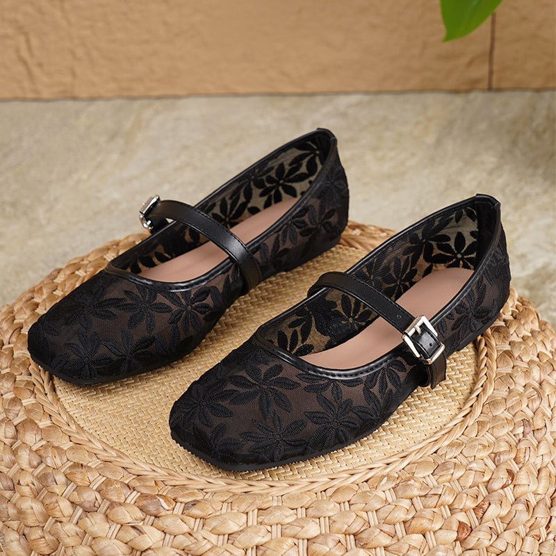 🌸【Măiestrie premium】Pantofi cu talpă moale și broderie florală 🌼