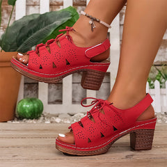 ✨Sandale Retro cu Toc Gros și Decupaje Elegante – Înălțime Stabilă și Confort Fără Durere! 👡