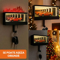 Suport chei garaj cu LED-uri și oglindă infinită | Efect de iluminare cool pentru garaj | Organizator decorativ pentru chei