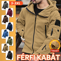 🔥Riskrole 2025 Férfi meleg polár anyagú kapucnis szabadtéri kabát — egyszínű, kényelmes, téli viselet