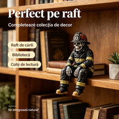 Statuetă Schelet Pompier, Polițist sau Militar pentru Raft, Decor Creativ de Craniu Așezat, Cadou și Ornament Halloween