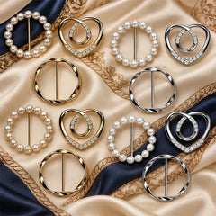 ✨ Eleganță într-o Singură Mișcare! Set 12 Inele Decorative cu Perle și Cristal pentru Haine și Eșarfe · Fixare Rapidă pentru Tricouri, Cămăși, Curele și Pălării!