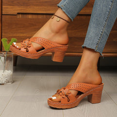 【36-43】👡Sandale de plajă cu toc înalt și imprimeu floral, mărime plus, noi