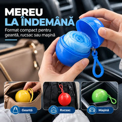 🌧️ Set 6 Pelerine de Ploaie Portabile în Sferă cu Cârlig – Fii mereu pregătit pentru ploaie! 🎒☔