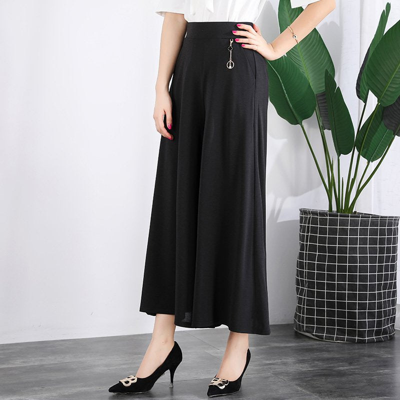 ❤️【M-5XL】2026 Pantaloni noi de dama de vară picioare late mătase de gheață până la glezne