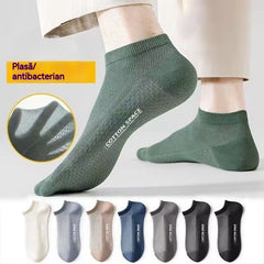 🔥【Cumperi 5 și primești 5 GRATIS!】🧦🧦【Set de 10 perechi】Șosete scurte pentru bărbați, șosete invizibile (tip tălpici), subțiri de vară, anti-miros și absorbante.
