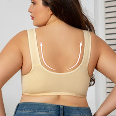 💥【Cumpără 1 primești 1 gratis】🔥【XL~6XL】👙Sutien tip vestă cu imprimeu și închidere frontală, mărime plus, un stil european și american foarte bine vândut.