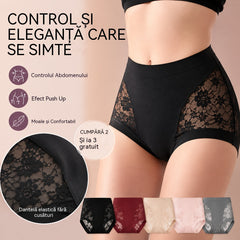 【Cumpără 2, primești 3 gratuit】Chiloți modelatori pentru femei, din dantelă fără cusături, cu elasticitate ridicată, pentru controlul abdomenului, modelatori și pentru ridicarea feselor