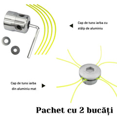 【Pachet cu 2 bucăți】Cap de Tuns Iarba din Aluminiu de Înaltă Calitate, Tambur pentru Motocoasă cu Fir de Nailon, Accesoriu Universal pentru Grădinărit