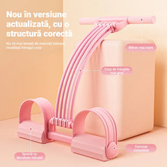 Extensor cu Pedale și 8 Corzi Elastice, Aparat Portabil pentru Tonifiere și Flexibilitate, Suport Antiderapant pentru Fitness și Reabilitare acasă