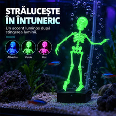 💀 Schelet Dansator cu Bule pentru Acvariu – Decor Dinamic cu Mișcare, Strălucire în Întuneric & Imprimare 3D!