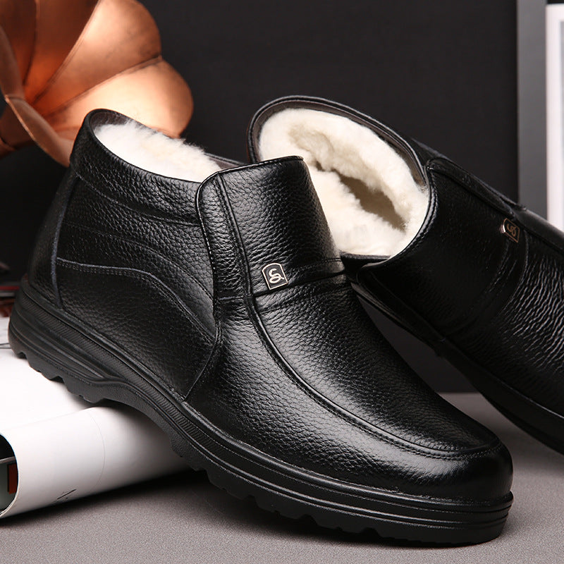 Férfi magas szárú valódi bőrcipő meleg béléssel – kényelmes, tartós és stabil viselet