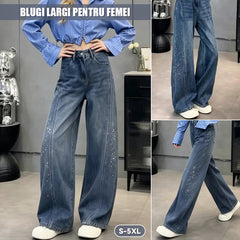 【S-5XL】Blugi largi albastru deschis 2026, pantaloni de damă cu talie înaltă
