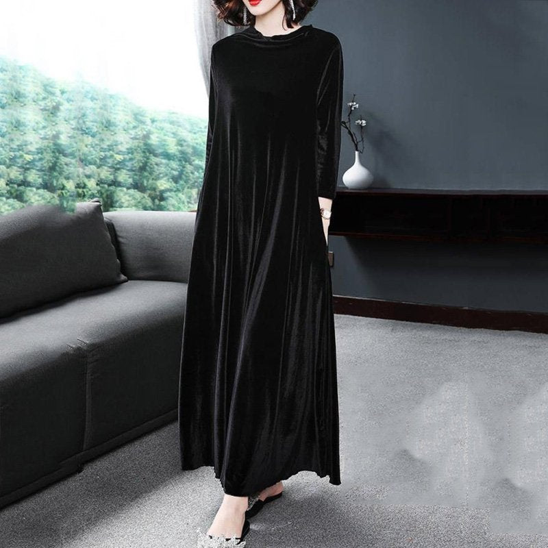 50% KEDVEZMÉNY 【M-4XL】Elegáns arany bársonyruha, belülről kifelé elegáns bájt sugároz!