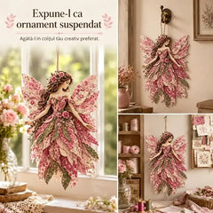 Set DIY Premium Deco Zână din Material Textile Patchwork – Ornament Suspendat Lucrat Manual cu Aripi, Decorațiune Romantică de Perete și Window Display pentru Casă