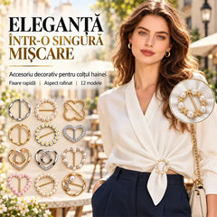 ✨ Eleganță într-o Singură Mișcare! Set 12 Inele Decorative cu Perle și Cristal pentru Haine și Eșarfe · Fixare Rapidă pentru Tricouri, Cămăși, Curele și Pălării!