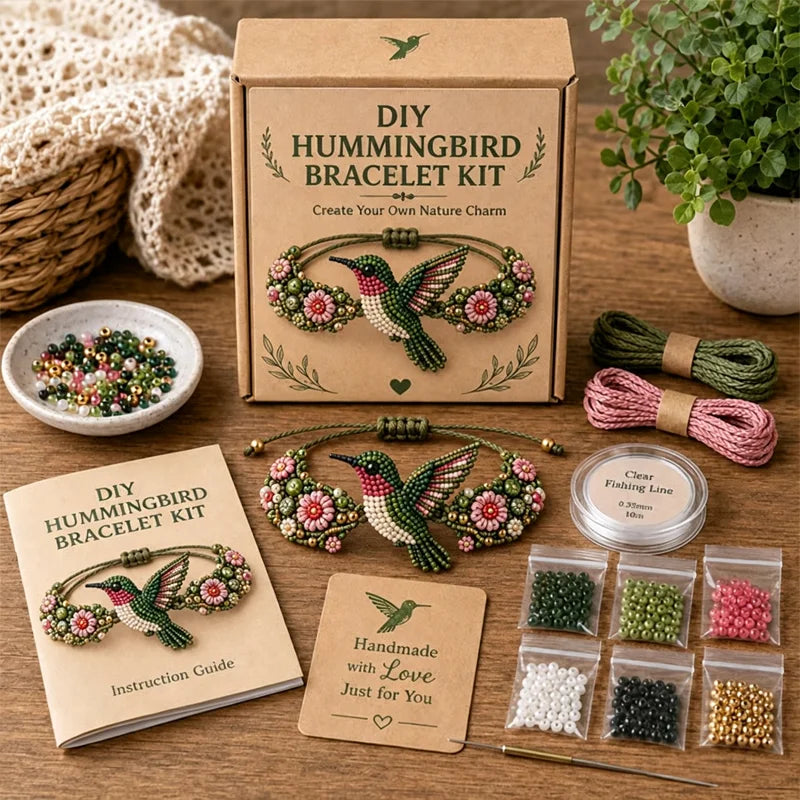 Set meșteșugit brățară DIY din mărgele cu motiv natură, conține mărgele premium, fire, ac și accesorii complete în cutie ecologică