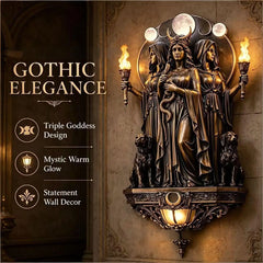 🌙Lampă de perete LED cu cele trei zeițe Hecate – lampă de perete stil Wicca