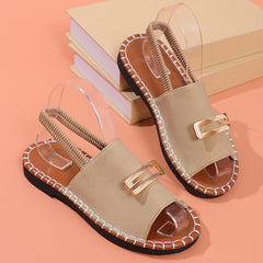 Sandale de Plajă pentru Femei: Stil Casual cu Decor Metalic și Barete Elastice – Confortabile și Ușoare, Mărimi 36-43