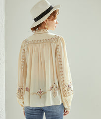 Bohém női nyomott felső magas nyakkal – bő szabású, elegáns és sokoldalú【M–3XL】