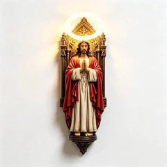 🛍️ Colecția de Colecție 2026: Aplice de Perete Statui Sfânta Maria și Isus cu Aură Luminoasă ✨ Sculptură din Rășină Finisată Manual, Dimensiuni 6.7×6.7×19.5 cm | Decor Sacru & Lumină de Veghe