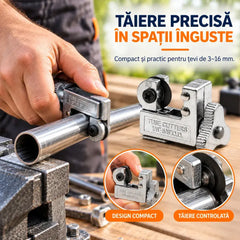 🔧 Mini Tăietor Profesional pentru Țevi (3-16 mm) + Set Promoțional de 5 Lame de Rezervă! Tăietură Precisă, Curată și Fără Debavurare!