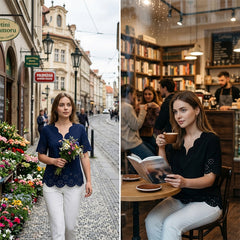 Tricou fashion 2026 de vară, cu model floral decupat