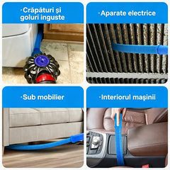 Kit Curățare Evacuare Uscător de Rufe – Furtun Flexibil 80cm pentru Aspirator și Perie cu Mâner de Lemn 55cm, Previne Blocajele și Riscul de Incendiu