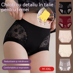 【Cumpără 2, primești 3 gratuit】Chiloți modelatori pentru femei, din dantelă fără cusături, cu elasticitate ridicată, pentru controlul abdomenului, modelatori și pentru ridicarea feselor