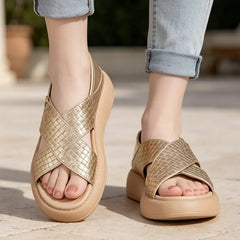 👡 Sandale Romane Premium cu Platformă Moale – Design Împletit Retro, Ușoare și Elegante, 3 Culori, Mărimi 35-40! ☀️🌊