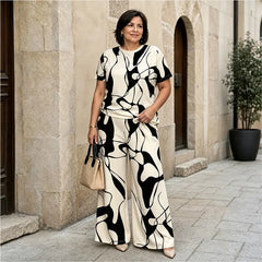 🛍️ Elegant și Lejer! Set Plus Size de Vară cu Imprimeu Geometric Modern | S-5XL