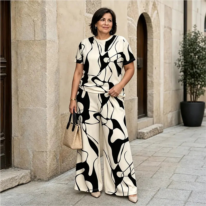 🛍️ Elegant și Lejer! Set Plus Size de Vară cu Imprimeu Geometric Modern | S-5XL