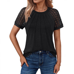 【Nou pentru vara 2026】Tricou cu dantelă și model decupat
