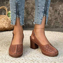 Pantofi de Damă cu Toc Gros, Stil European 2026: Design Retro Decupat, Piele Moale Respirabilă și Confort Maxim (Mărimi 36-43)