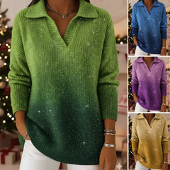 🔥 【S-5XL】✨ Női csillogó, V-nyakú hosszú ujjú felső – kényelmes, puha és elegáns, több színben